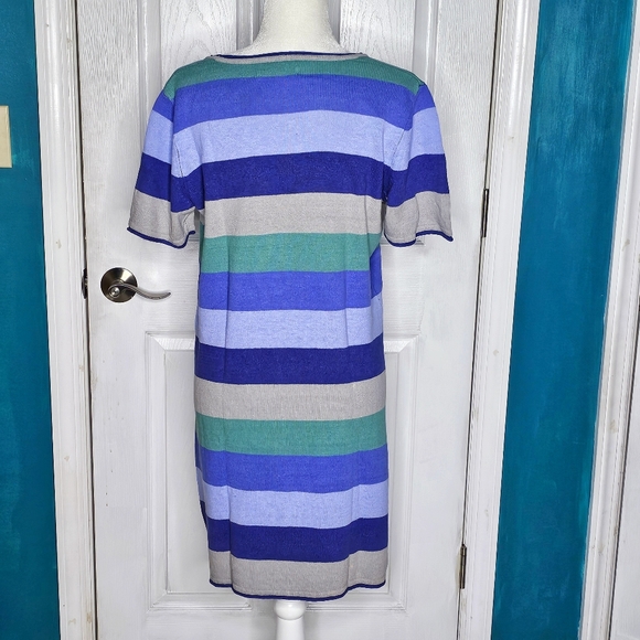 Gudrun Sjoden Striped Blue And Green Women's Dress - Picture 7 of 14